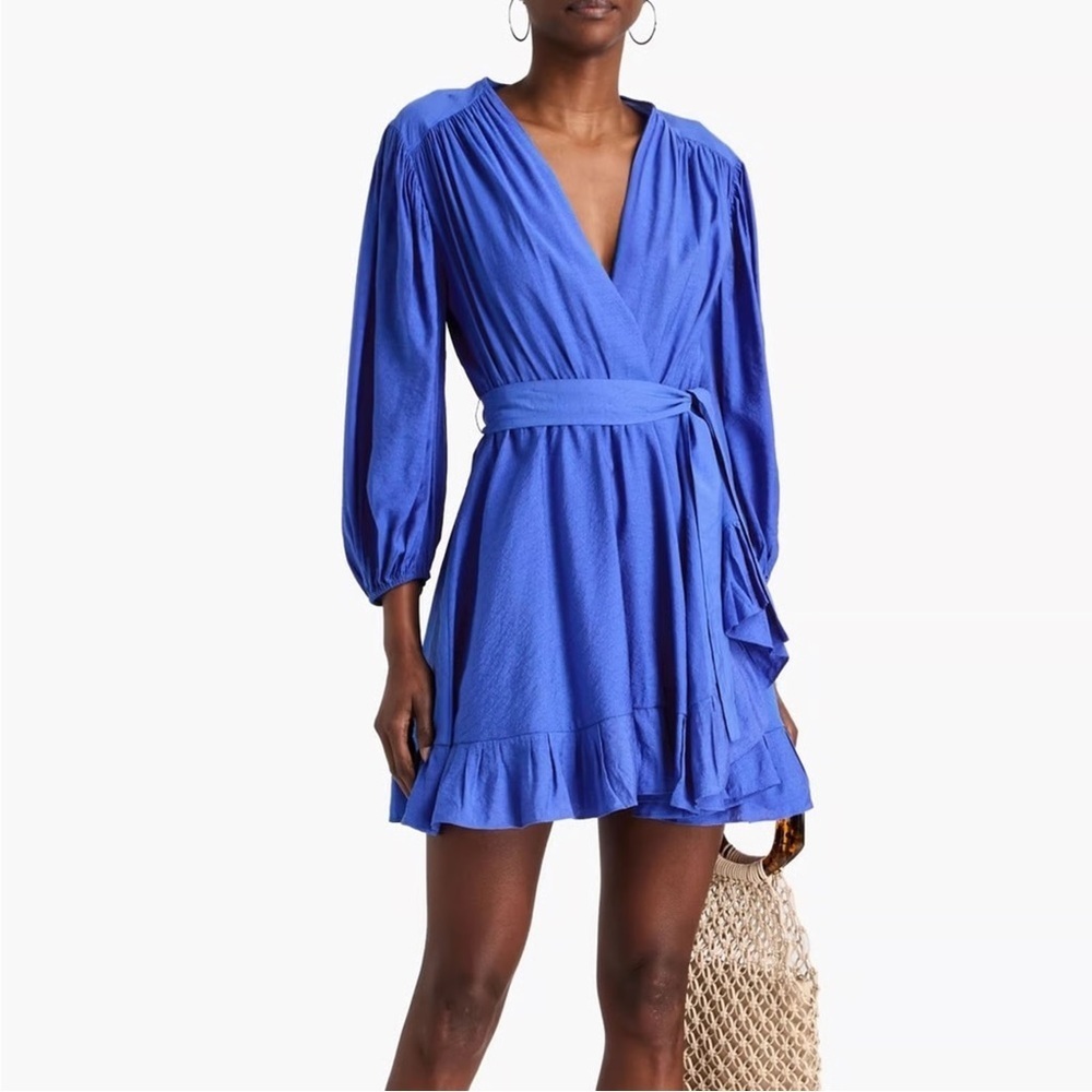 Maje Ruffled Jacquard Mini Wrap Dress (105)
